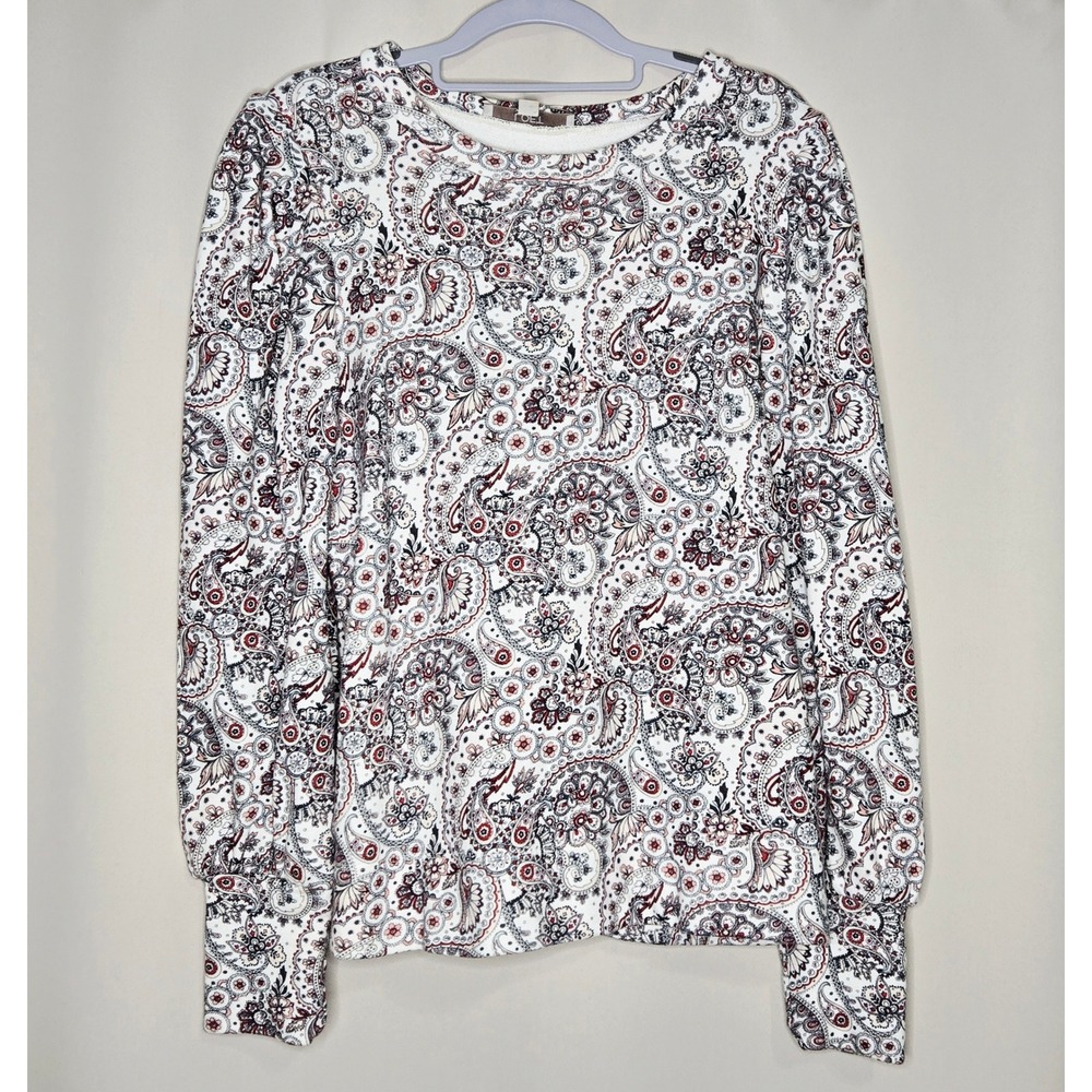 LOFT Paisley Print Sweatshirt Women's Medium Floral Pullover Long Sleeve Casual